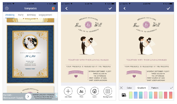 créez vos propres invitations de mariage avec l'application mobile de fabricant de cartes d'invitation