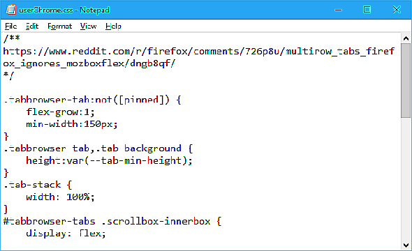 15 astuces pour les utilisateurs avertis concernant les onglets Firefox 63 Code CSS collé dans un fichier userchrome