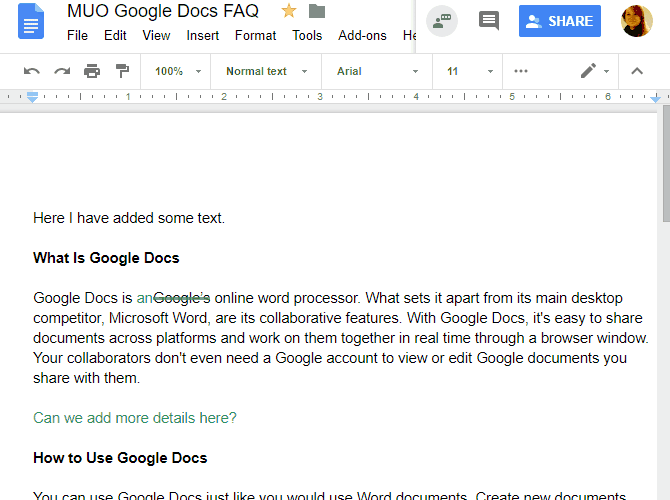 comment utiliser google docs Mode Suggestions