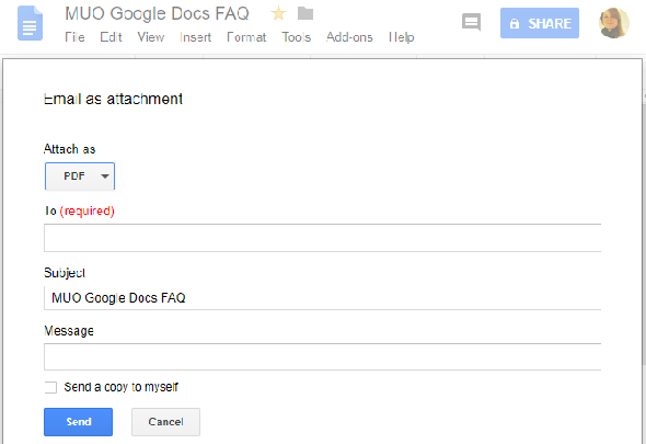 Envoyer un document Google Doc