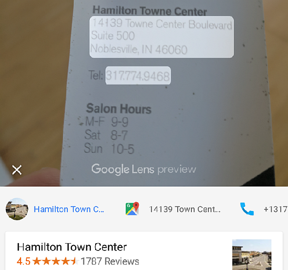 Carte de visite Google Lens Scan