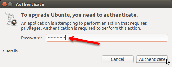 Authentifier pour la mise à niveau vers Ubuntu 17.10