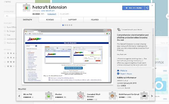 extensions de sécurité chrome extension netcraft