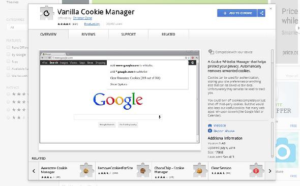 extensions de sécurité chrome vanilla cookie manager
