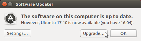Notification que Ubuntu 17.10 est disponible
