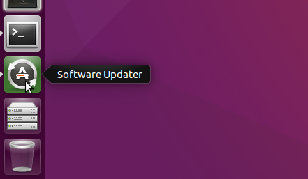 Software Updater sur la barre Unity Launcher