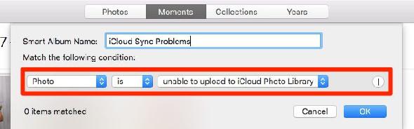 problèmes de synchronisation icloud smart album photos mac