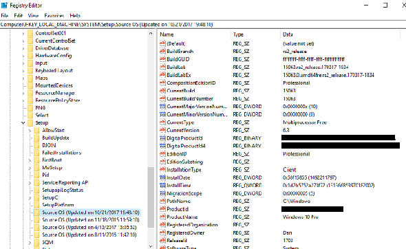 Comment voir l’ensemble de votre historique de mise à niveau Windows sous forme de liste regeditor 670x412