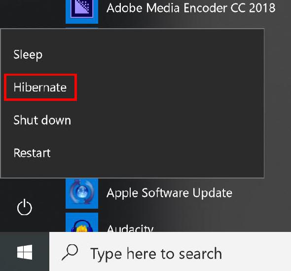 Comment ajouter Hibernate au menu Démarrer de Windows 10 Bouton de démarrage Win10 2