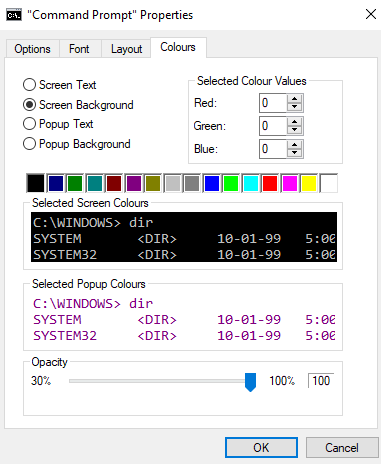Comment changer les couleurs des couleurs cmd d'invite de commande