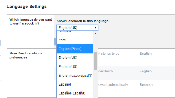 langues facebook