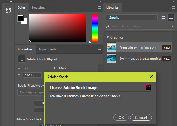 Adobe Stock License Image dans CC