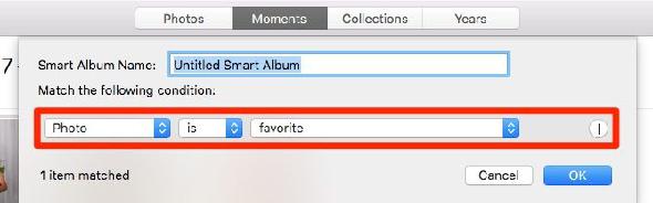 Photothèque Mac configurer des albums intelligents