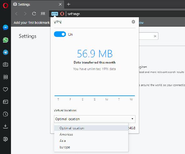 Opera VPN Desktop meilleurs services vpn gratuits illimités