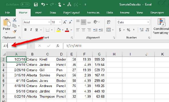 Afficher la première ligne dans Excel