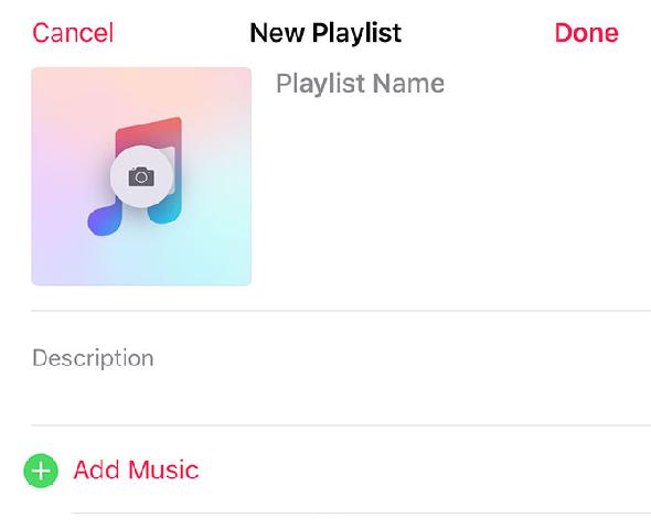 Créer une nouvelle liste de lecture Apple Music iOS