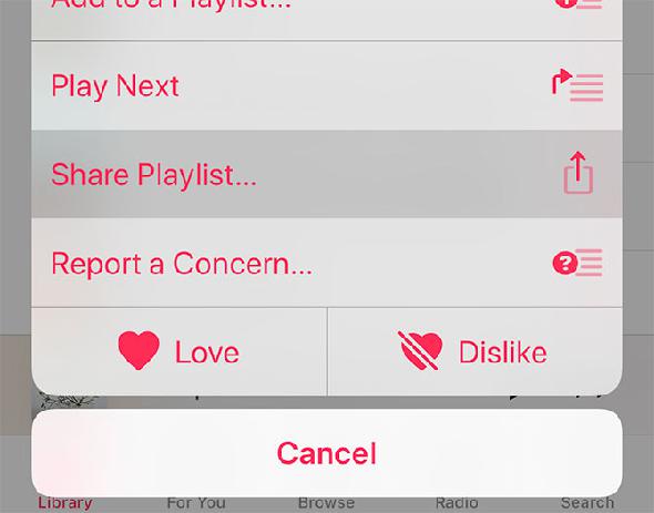Partager Apple Music Playlist iOS