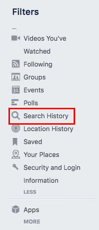 Comment effacer votre historique de recherche Facebook Navigateur d'historique de recherche Facebook 1