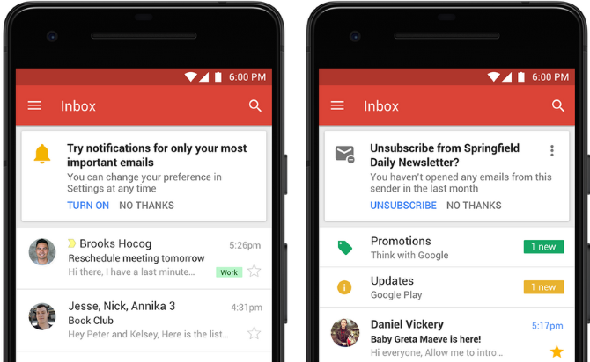 Notifications Gmail et désinscription mobile