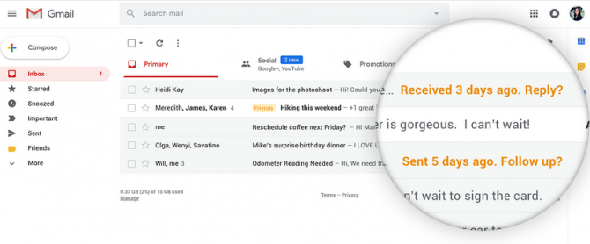 Nouvelle fonctionnalité Nudge de Gmail