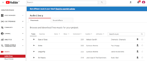 comment faire une introduction à YouTube en utilisant la bibliothèque audio youtube