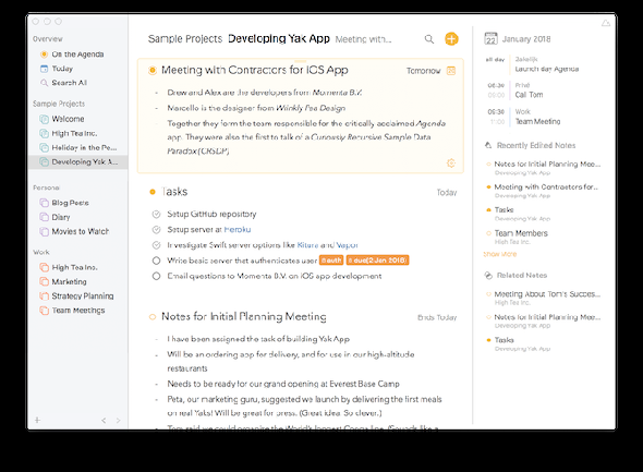 prendre des notes prenant des applications pour mac Agenda Notes App