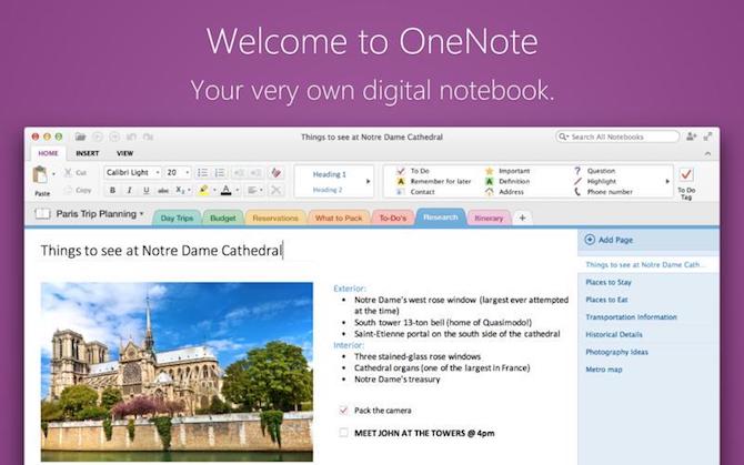 prendre des notes prenant des applications pour mac Microsoft OneNote