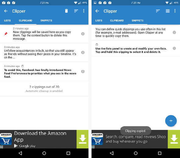 copier et coller sur Android Clipper Android Clipboard App