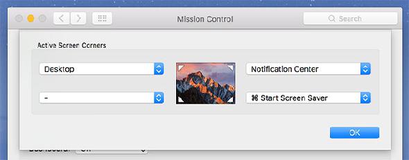 Configuration de Hot Corners mac