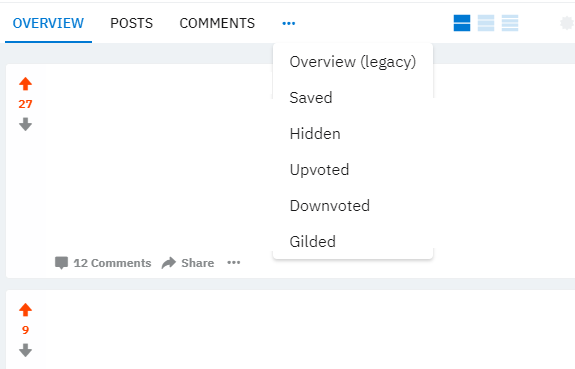 Nouveau menu de profil Reddit Redesign