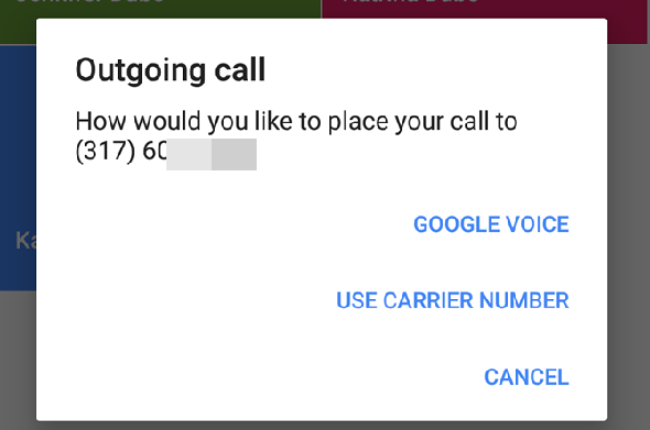 Appel sortant Google Voice