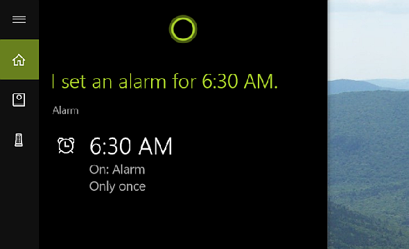 Cortana Desktop Set Alarm