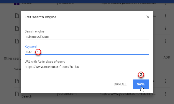 Changer le mot-clé d'un moteur de recherche dans Chrome
