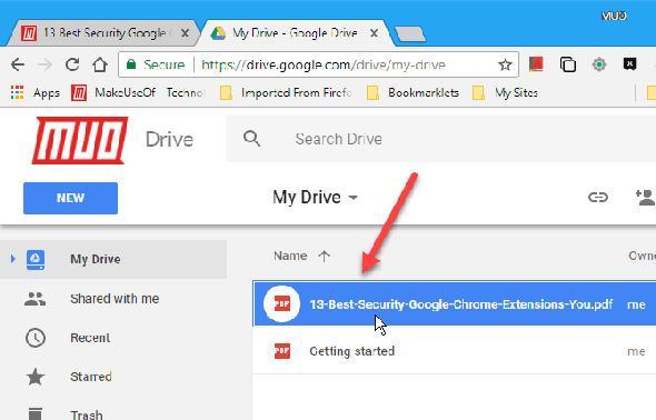 Fichier PDF enregistré sur un compte Google Drive