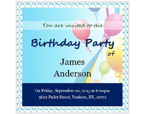 Modèles d'invitation Microsoft Word gratuits ballons d'anniversaire
