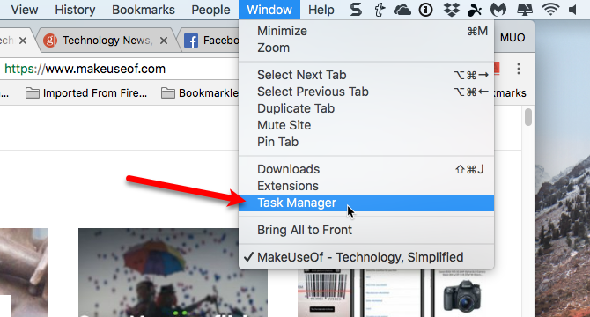 Ouvrez le Gestionnaire des tâches à partir du menu Fenêtre sur un Mac
