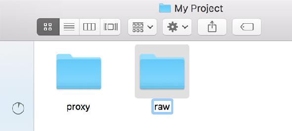 Renommer les dossiers Proxy et Raw dans macOS