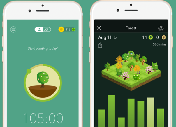 Application de gestion du temps Forest iOS