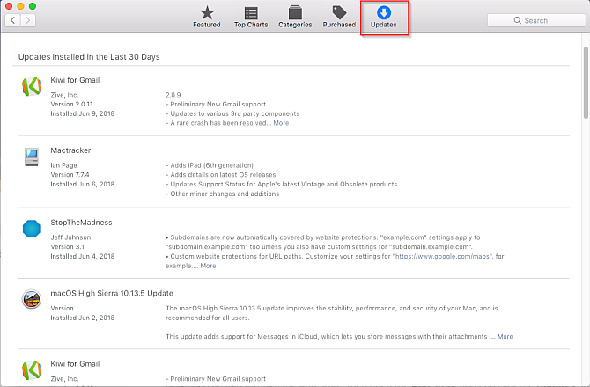 Mises à jour Mac App Store