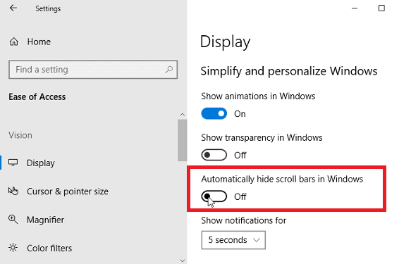 Comment toujours afficher les barres de défilement dans les fenêtres du Windows Store Apps 10 barres de défilement