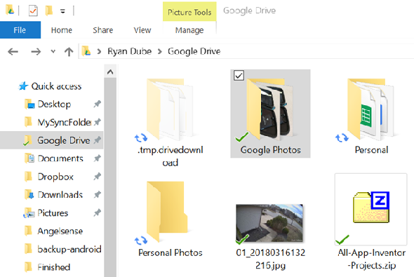 Dossier Google Photos sur le bureau