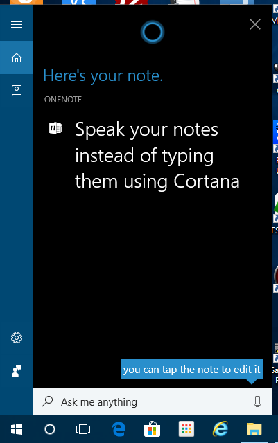 Utiliser Cortana pour créer une nouvelle note