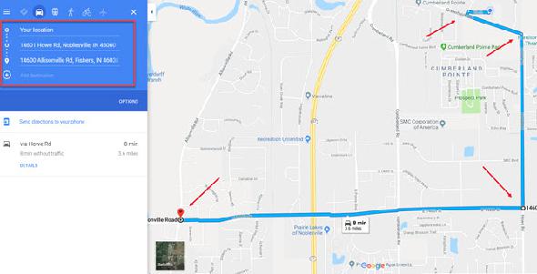 Solution de contournement de l'itinéraire sur Google Maps