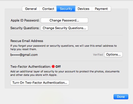 Activer l'authentification à deux facteurs sur Mac
