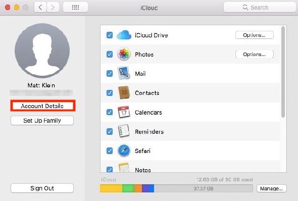 Paramètres Mac iCloud