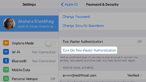 Identification Apple à deux facteurs iOS