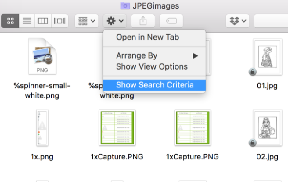 Afficher les critères de recherche Smart Folder