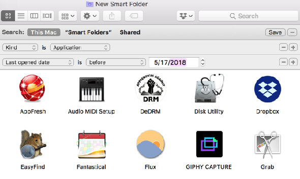 Mac Smart Folder Applications non ouvertes