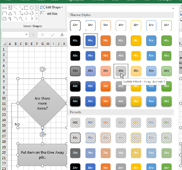 Modifier le style de thème pour les formes dans Excel