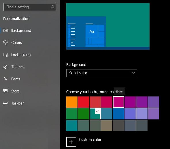 Fond d'écran couleur unie Windows 10